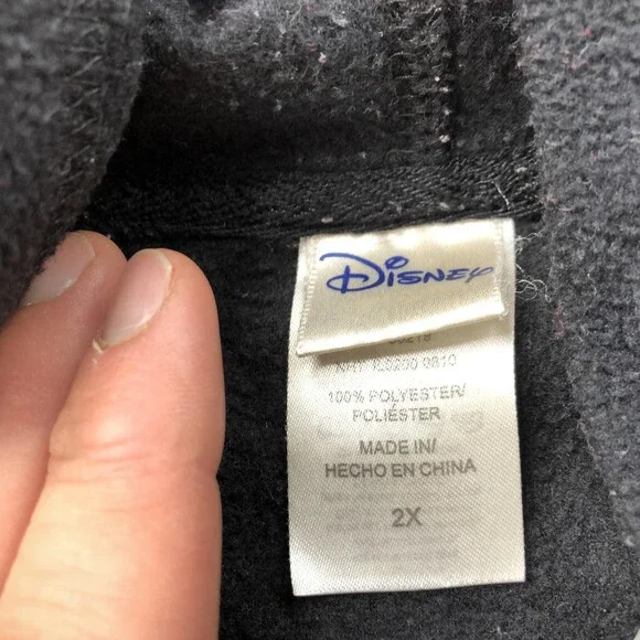 Disney Mickey Mouse Hoodie Womens 2XL Black Zip Up Fleece Sweatshirt Plus Size - Picture 9 of 13
